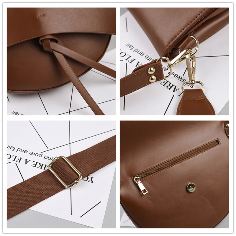 

Vintage Wide Strap Saddle Crossbody Bags For Women Trendy Half Moon Design Large Capacity PU Leather Female Shoulder Bags 2021