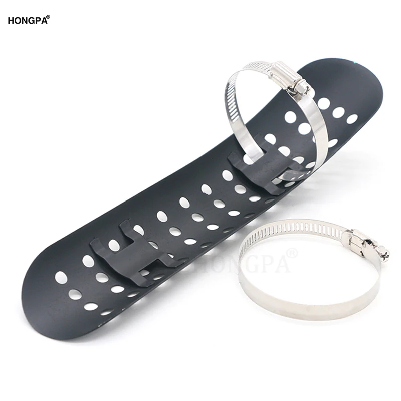 Черный/хром 27 см мотоциклетные изогнутые выхлопные трубы глушителя тепловой щит