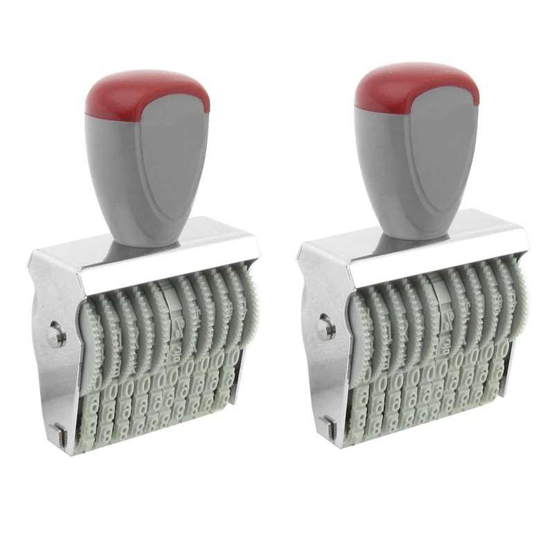 

2X Office 10 Band 5Mm X 3Mm Rubber 0-9 Numbers Numbering Stamp Gray Red