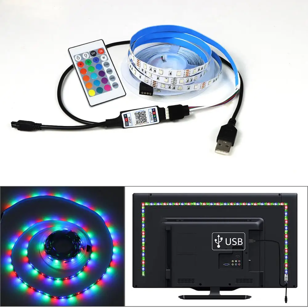 RGB USB DC5v LED Strip Light Flexible Neon Lights Tape TV PC Desktop Screen Backlight Lamp Bluetooth Controller | Лампы и освещение