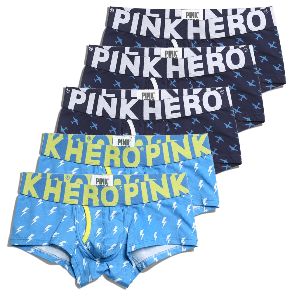 5 шт. Pink Heroes модное нижнее белье из хлопка, Для мужчин шорты-боксеры высокого качества Для мужчин трусы нижнее белье удобные так здорово - Цвет: As shown