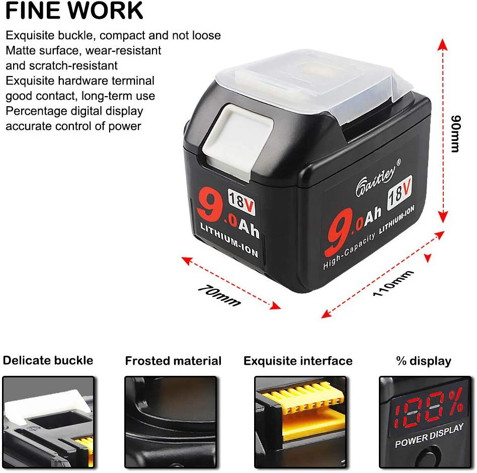 Аккумулятор Waitley для электроинструмента Makita литий-ионная аккумуляторная батарея