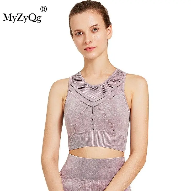 

Бесшовный сетчатый спортивный бюстгальтер для йоги, женское высокоэластичное нижнее белье для бега, ударопрочный спортивный жилет для фит...
