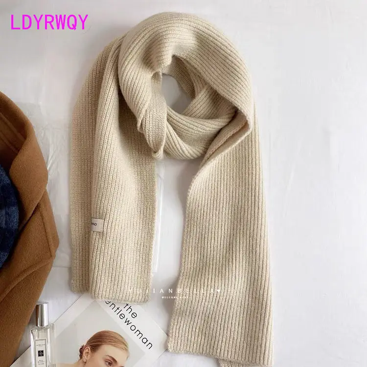 Корейский вариант мягкого вязаного универсального зеленого шерстяного шарфа