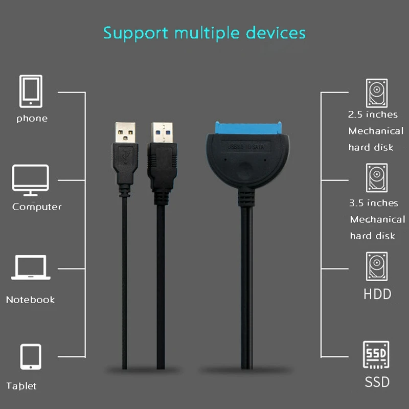 2 5 3 дюймовый Кабель для чтения жесткого диска USB3.0 к SATA кабель передачи данных
