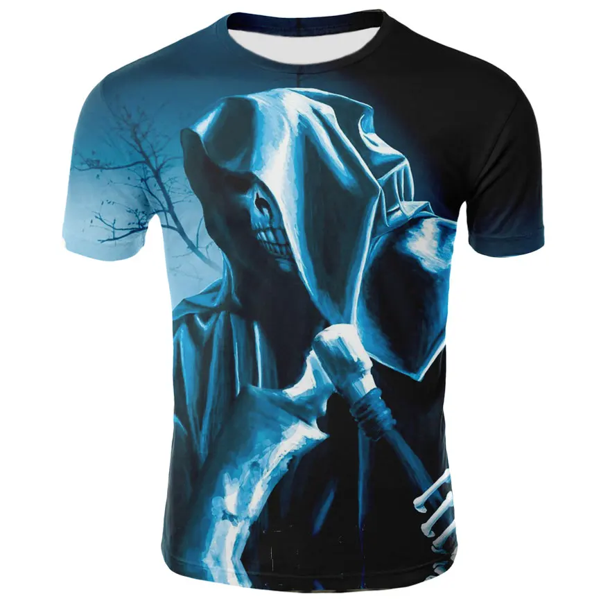 

2021 new short-sleeved 3D printed T-shirt horror skull 3D T-shirt summer hip-hop short-sleeved T-shirt tops for men and women sh