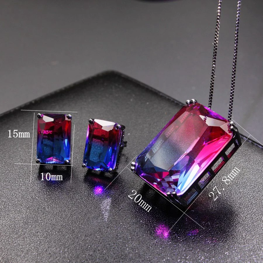 Женские наборы ювелирных изделий роскошные Геометрические Квадратные для