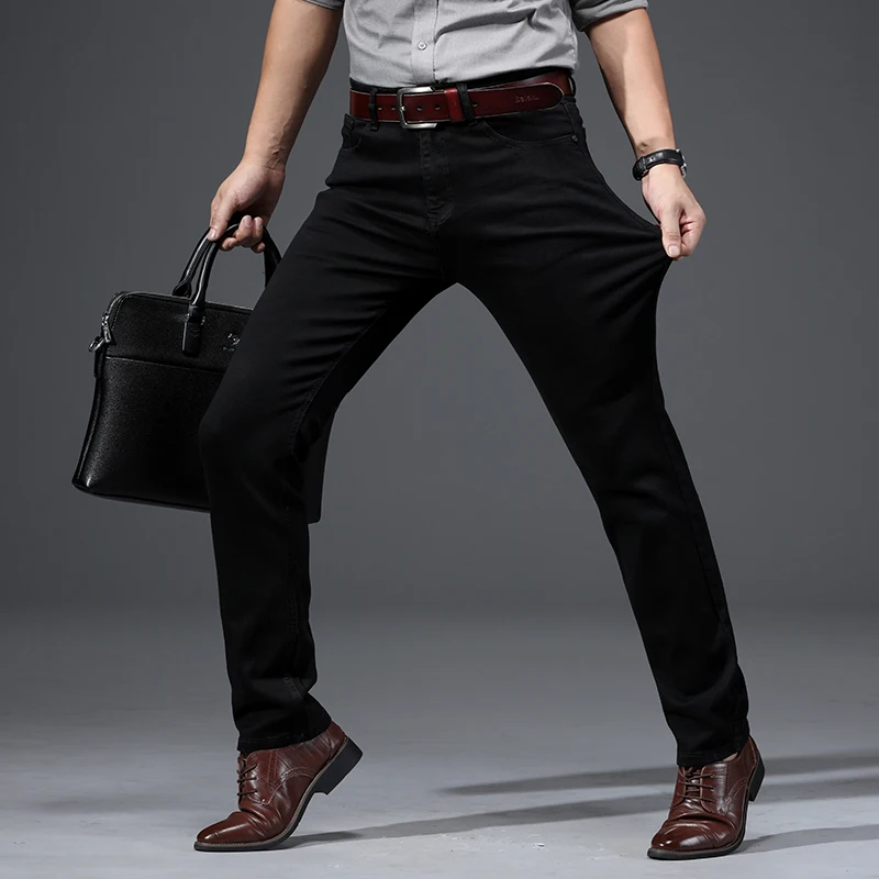 Новинка 2020 повседневные хлопковые черные джинсовые брюки Брендовые мужские
