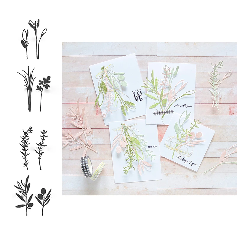 

thyme rosemary olive branch parsley chives metal cutting dies cut die mold for diy scrapbook cards making paper crafts new 2019