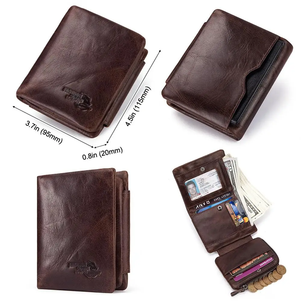 Кошелек тройного сложения из 100% натуральной кожи с бесплатной гравировкой