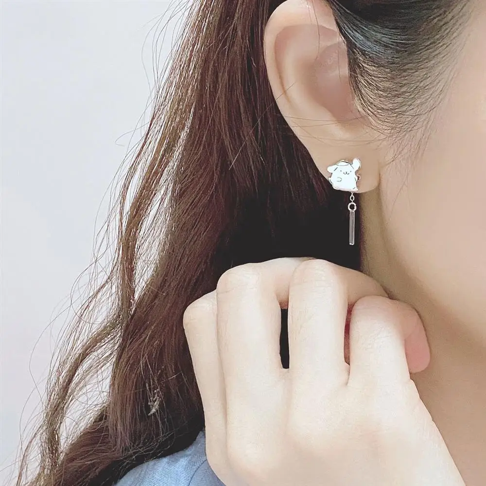 

Pom Pom Purin Balloon Crystal Gem 925 Sterling Silver Earrings