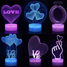 Светодиодный ночсветильник 3D LOVE, прикроватная лампа для спальни и общежития, подарок на день рождения и День Святого Валентина, романтическое украшение