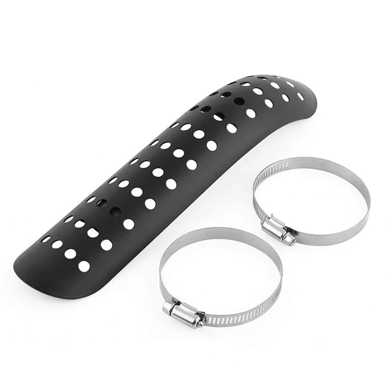 Черный/Хромированный 27 см мотоциклетный дуговой глушитель труба теплозащита