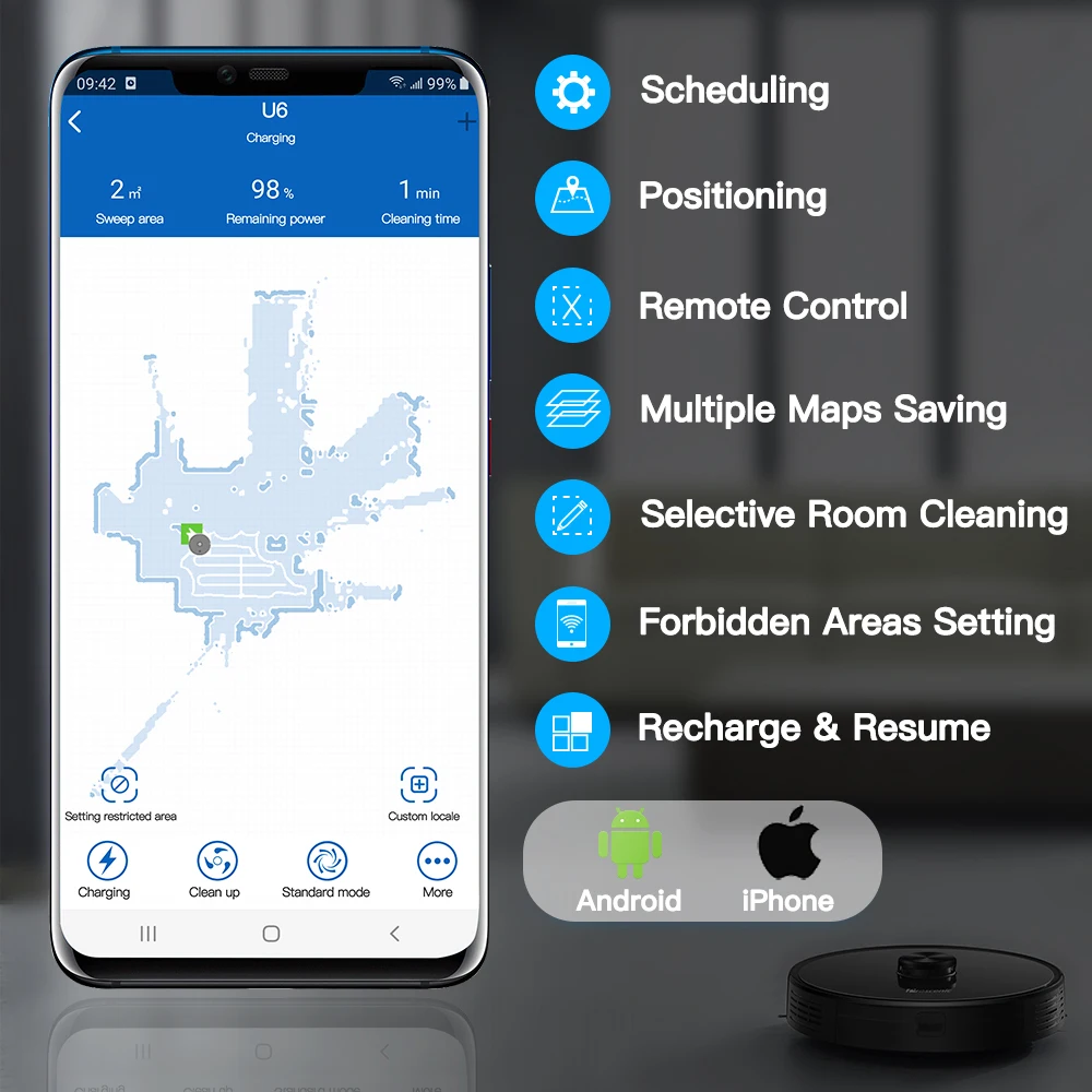 Proscenic U6 WLAN робот пылесос с красным лазером навигационное приложение Alexa управлять