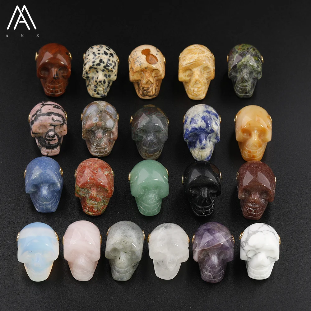 

Женский кулон в виде головы черепа с просверленными отверстиями, лечебный драгоценный камень, Резная Голова черепа, Ювелирная фурнитура, по...