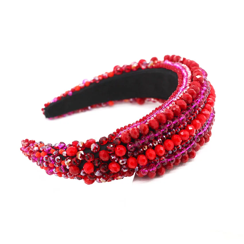 

Ladies Fashion Personality Hoop New Baroque fashion temperament dance headband hand-stitched crystal red wild headband 512