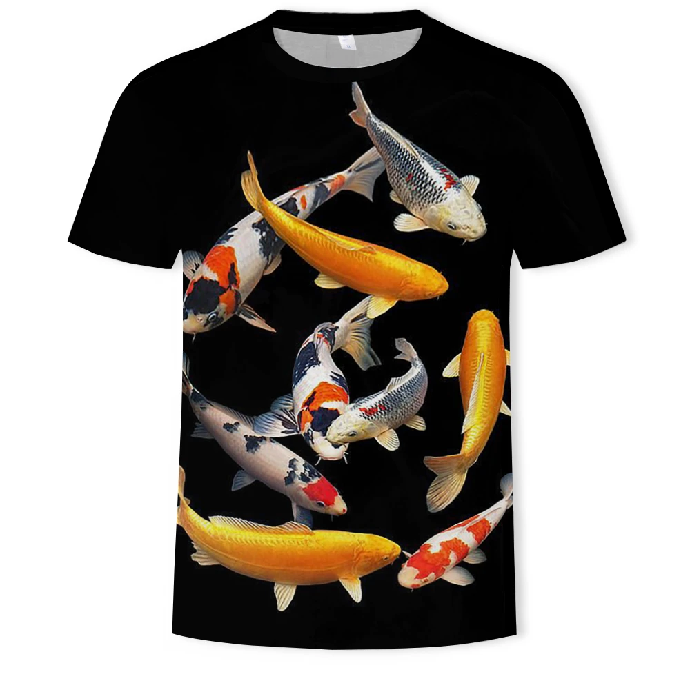 

Summer t-shirt men's street style round neck short sleeve T-shirt Harajuku top funny animal men's casual fish 3D printing T-shir