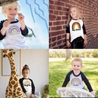 Big Sister (старшая сестра)Little Sister футболка Rainbow сестра Семья взгляд с радугой двусторонних футболки коричневыми цветами радуги Молодежная Футболка