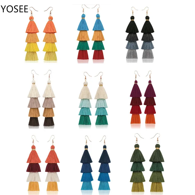 Богемные модные длинные многослойная кисточка серьги|Серьги-подвески| |