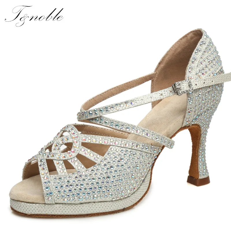 Женские туфли для латиноамериканских танцев блестящие сандалии стразы бальных