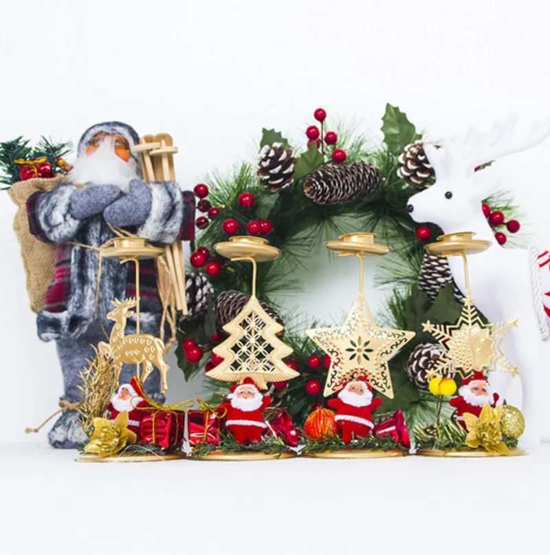 Санта Клаус снежинка звезда телефон железная свеча украшение подарок Настольный