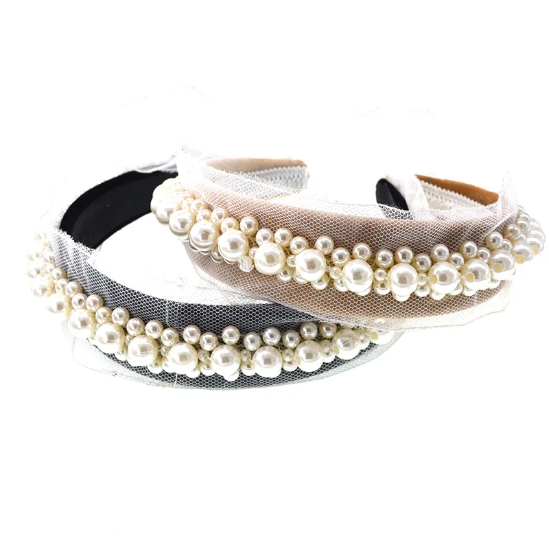 Повязка на голову с жемчугом женская обруч ручной работы со специальным дизайном