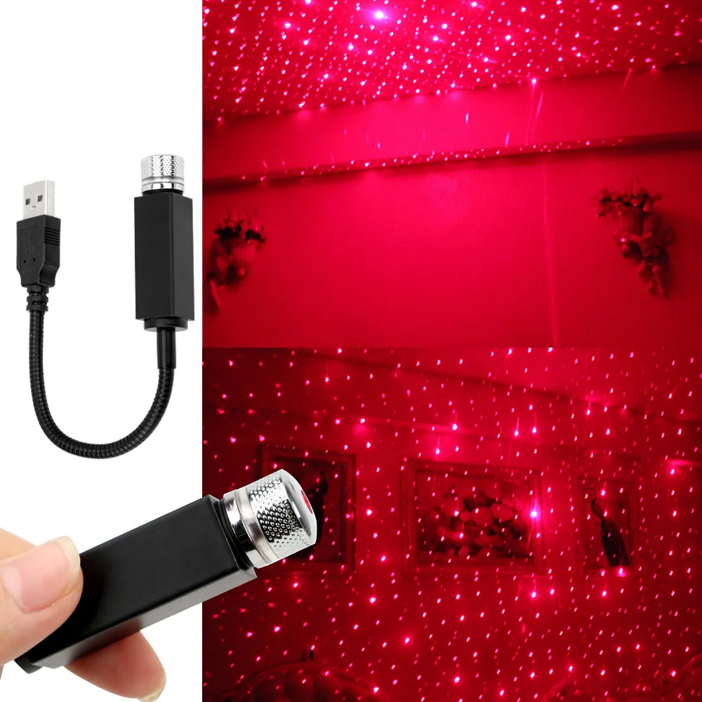 

USB Laser Party Strobe Disco Led Car Roof Star Night Light Projector Interior Diodecar car led Decorative Atmosphere Lamp
