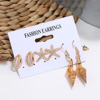 hocole bohemian statement shell earrings set for women fashion geometric gold stud earring boho jewelry bijoux femme 2019 brinco
