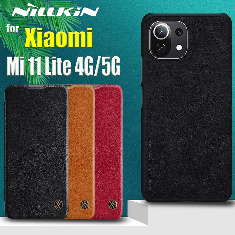 

Для Xiaomi Mi 11 Lite 4G/5G чехол Nillkin класса люкс из натуральной мягкой флип кожаный футляр со слотом для карт и противоударная задняя крышка на Mi11 Lite ...