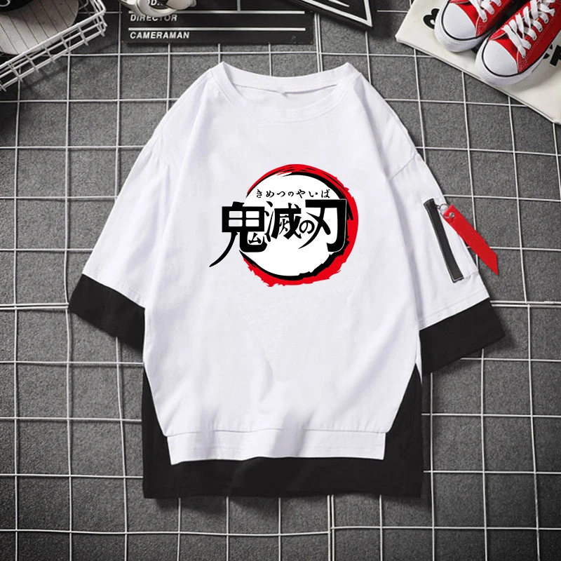 

Kimetsu no Yaiba Anime Short Sleeve T-Shirt Fake Two Five-Point Sleeve Demon Slayer Kamado Tanjirou Kamado Nezuko