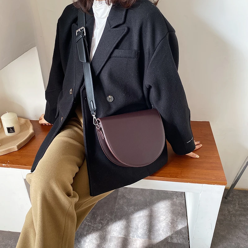 Женская полукруглая Сумка Кроссбоди из искусственной кожи в стиле ретро женская