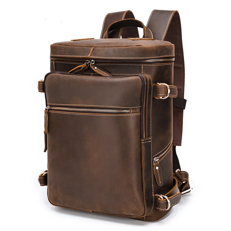 Retro natural leather men's large-capacity 16-inch computer bag leather travel backpack leather backpack new