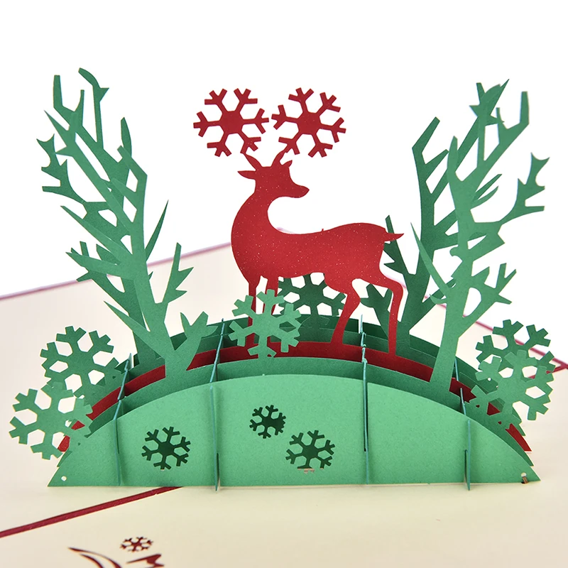 3D выдвижные праздничные поздравительные открытки снеговик Иисус олень