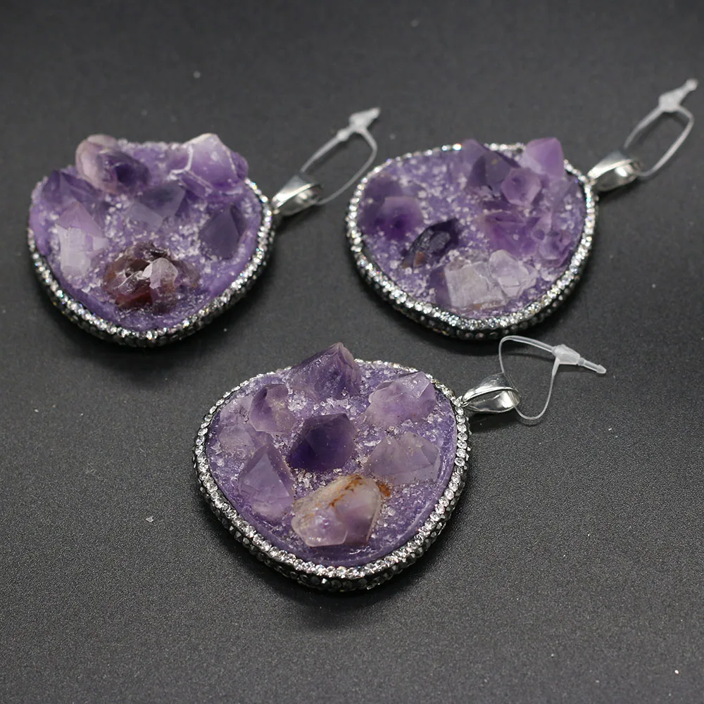 

Подвеска из натурального полудрагоценного камня, треугольные аметисты, бутон для изготовления ожерелий, браслетов, сережек и т. д.