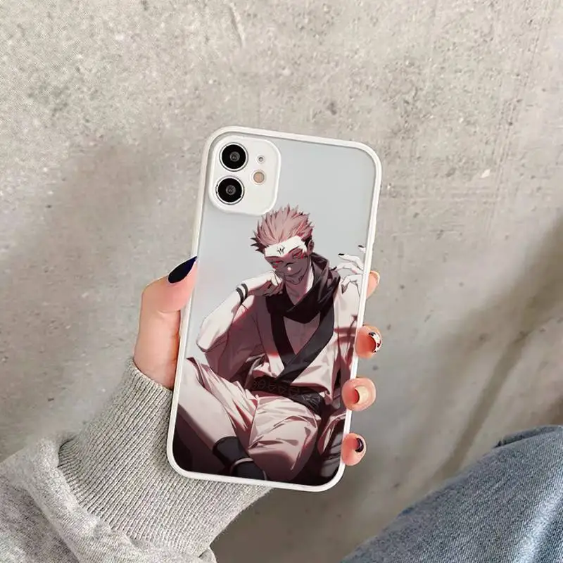 

Jujutsu Kaisen Sukuna anime Phone Case For iPhone 12 11 Mini Pro XR XS Max 7 8 Plus X Matte transparent White Cover