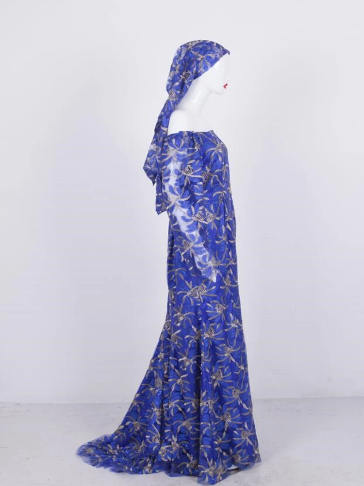 Африканские кружевные платья для женщин Bazin Riche вышитые длинные русалки размера