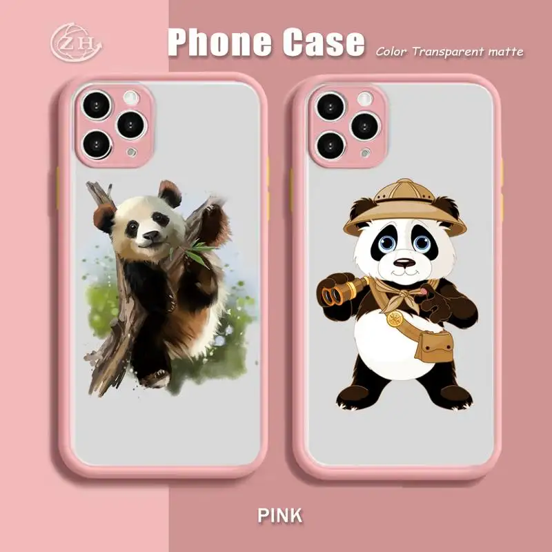 

Like Pandas Phone Case Pink Mint Matte Color For IPhone X XS Max XR 7 8 6 6S Plus 12 11 Pro Max Shockproof Clear Cover