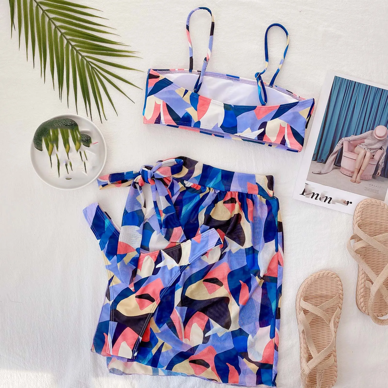 

New 2021 Bikini Fashion Summer Swimsuit Female Three-piece Bikini Sexy Concise Printed Swimsuit maillot de bainfemme