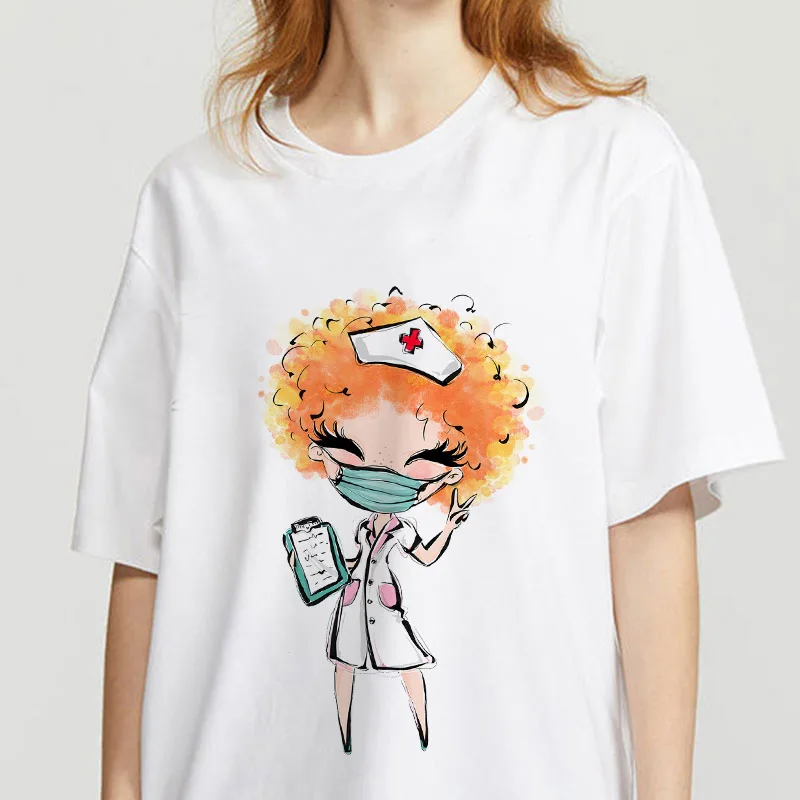 

Harajuku T Shirt Women Summer Nurse Print Tshirt Casual Female T Shirt Gift For Lady Short Sleeve Tee Woman loose Tops