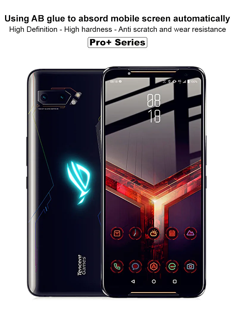 Imak Pro+ чувствительное Сенсорное полное покрытие стекло для ROG Phone II ZS660KL закаленное стекло с полным AB клеем Adsorp ROG Phone 2