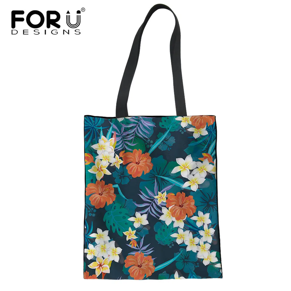 

FORUDESIGNS тропический гибискус, цветочный женский классический холщовый тоут, Женская вместительная многоразовая Экологически чистая сумка д...
