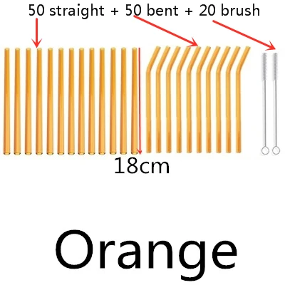 100 straw - 20 brush 100 шт многоразовые стаканы для питья 18 см х 8 мм для смузи, чая, сока- 10 упаковок с 20 щетками для чистки - Цвет: 100 straw - 20 brush