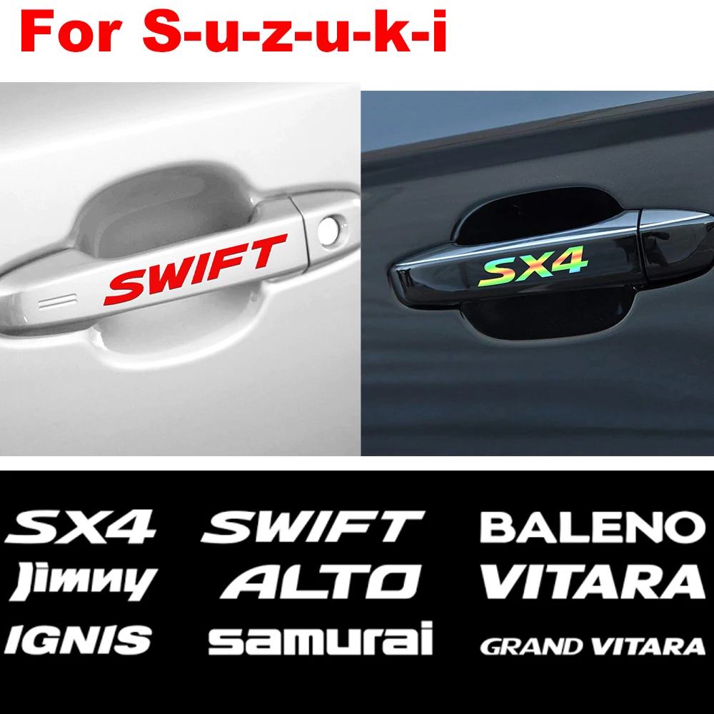 

4PCS Door Handle Reflective Wiper Decoration Stickers For Suzuki Swift SX4 Jimny Ignis Alto Samurai Baleno Vitara Grand Vitara
