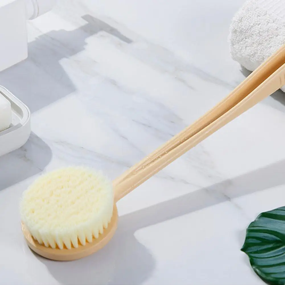 

Only Yellow Natural Bristle Long Handle Bath Brush Shower Unisex Brush Exfoliating Massage Bubble Care Bath SPA Wooden Body B1K8