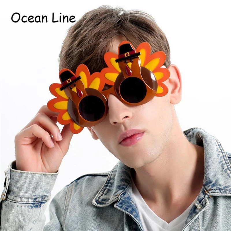 Солнцезащитные очки с индейкой на День Благодарения реквизит Мультяшные осенний