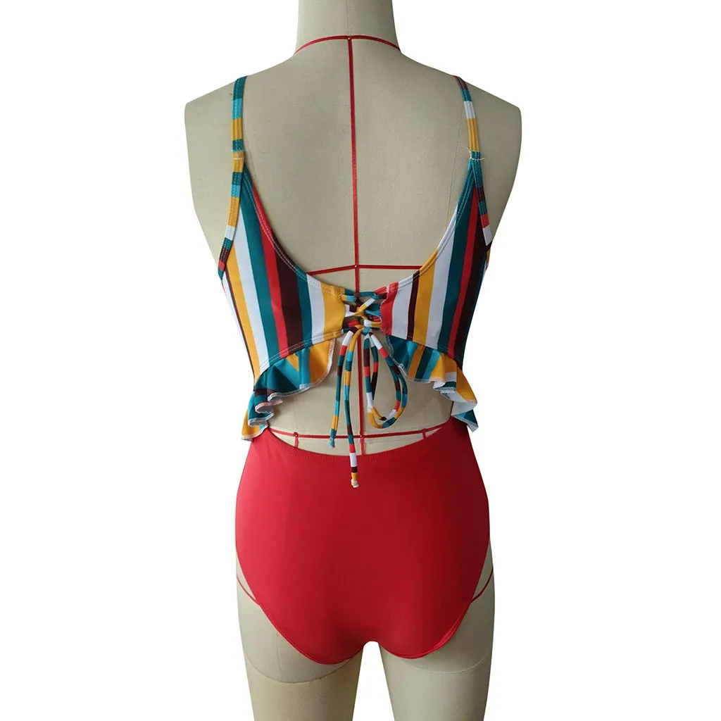 SAGACE Женский сдельный купальник с принтом в виде листьев перекрестными ремешками