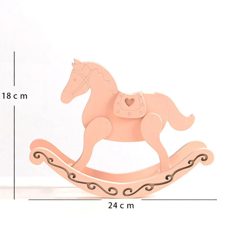 

Retro Style Wooden Rocking Horse Miniature Wedding Decoration Ornaments Living Room Children's Room Decoration Crafts Ornaments