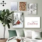 Рождественский пейзаж, Картина на холсте, Скандинавская Настенная картина, Живописный пейзаж, современная картина для декора гостиной