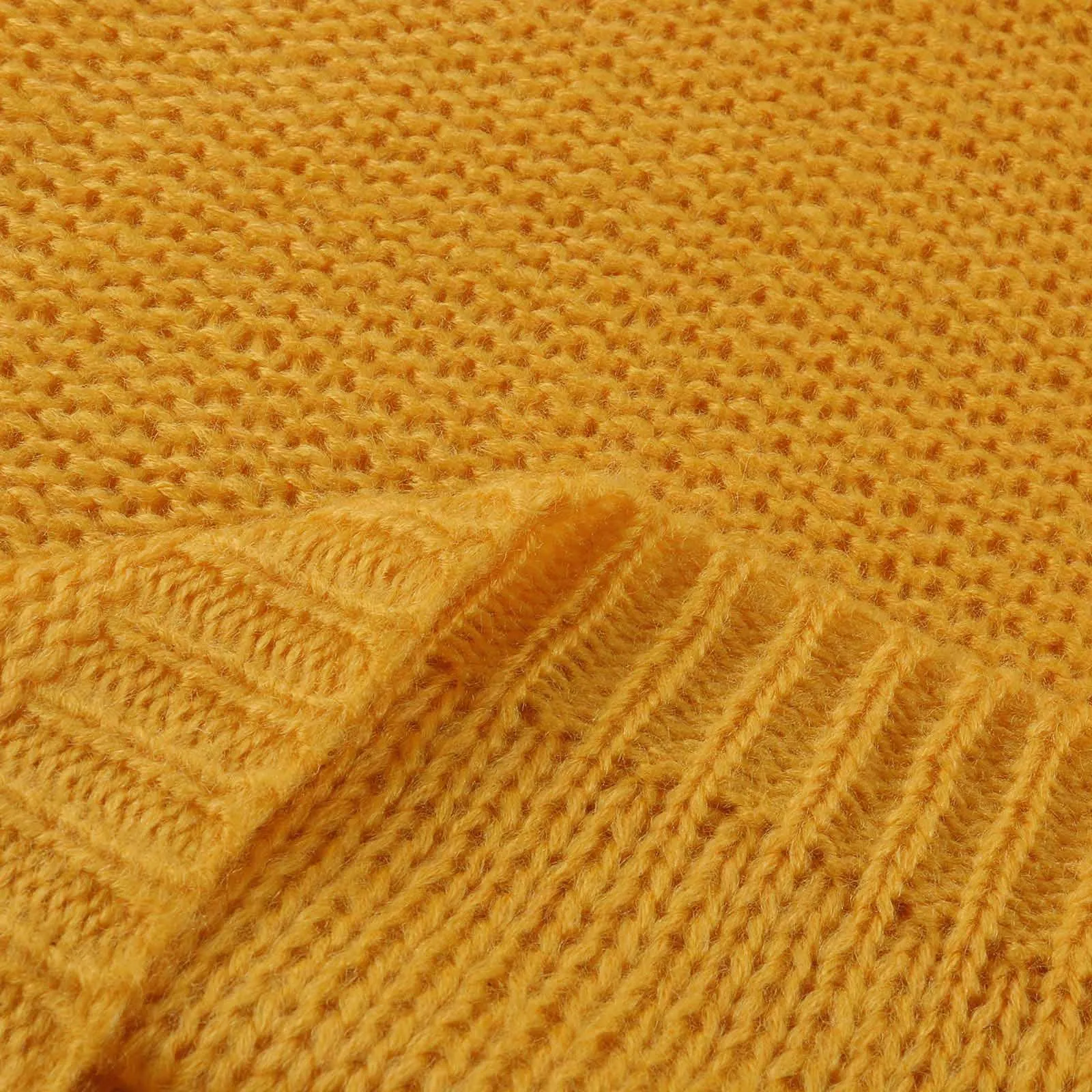 

Yellow Sweater Women Fashion V-neck Loose Pullover Solid Color Long Sleeves Tops Women winter sweater clothes set fall clothes