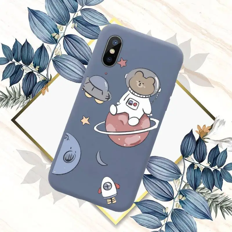 

Cute Cartoon Astronaut Planet Phone Case Candy Color for iPhone 6 7 8 11 12 s mini pro X XS XR MAX Plus